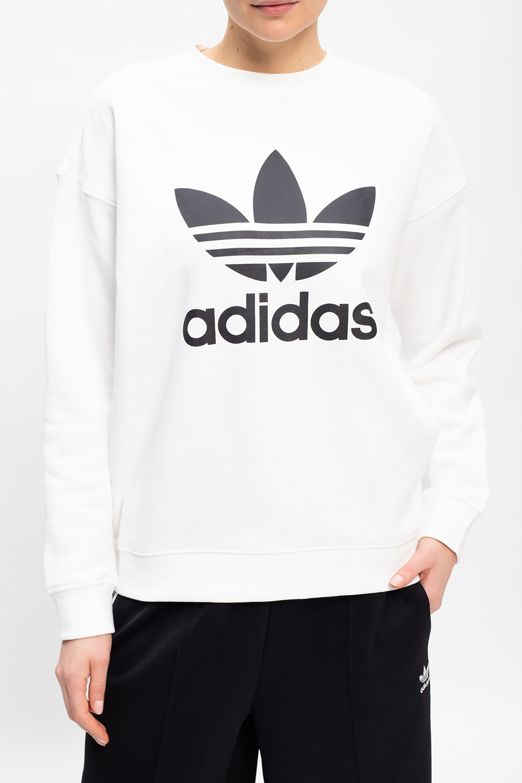 Adidas originals sweatshirt with oversized store trefoil logo